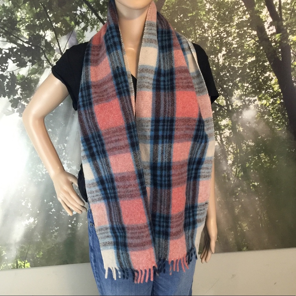 Vintage Plaid Marino Wool Scarf Imported wool